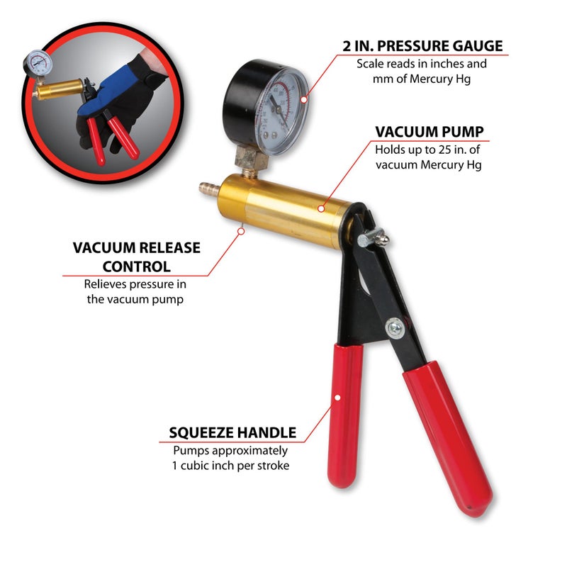 Performance Tool W87031 Vacuum Pump Kit For Vacuum and Pressure Tests, Perform Engine Performance Diagnostics, Brake Bleeding, Fluid Transfer and Evacuation - Image 3